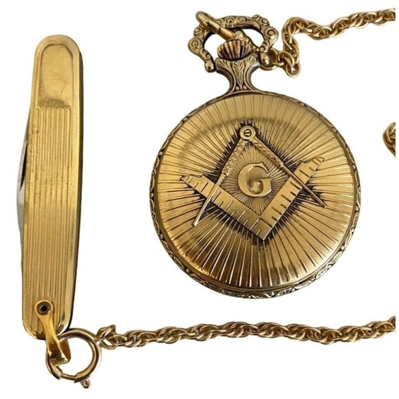 Colibri Accessories Vintage Masonic Mason Gold Tone Colibri Pocket